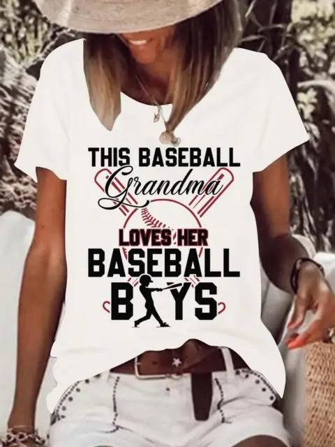 LF# This baseball grandma loves her baseball boys T-shirt Tee -013495 L-White