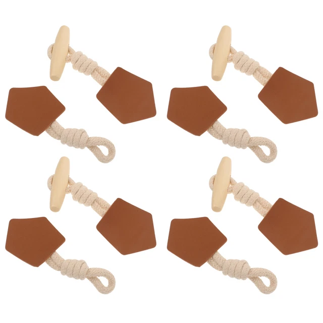 8 Pairs Decorative Coat Buttons Toggles Closure Wooden Sweater
