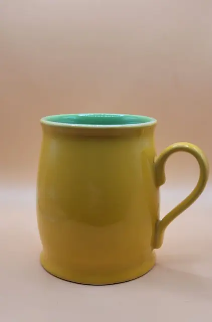 Vintage Ashdale Yellow Green inner large tankard Mug Made In England 500ml 10x7