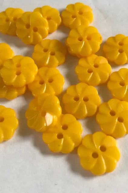 20 X Golden Yellow 14mm Daisy Plastic Buttons- Australian Supplier