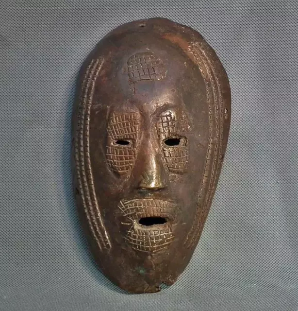 Authentic Antique 19th – Early 20th century African Tribal Ancestral Bronze Mask