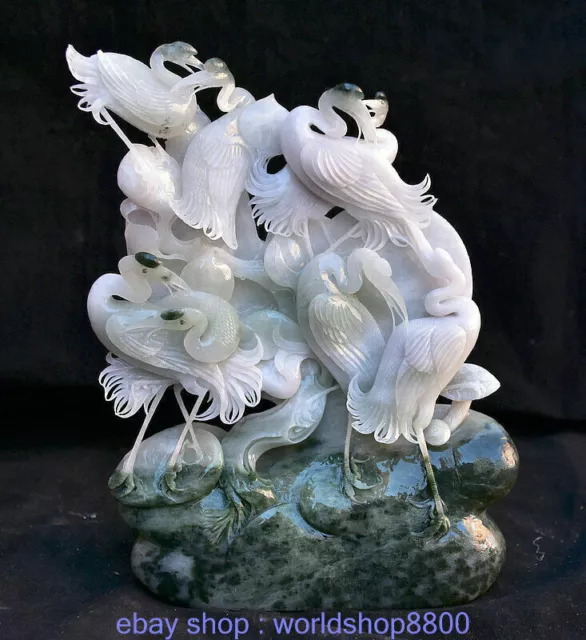 8,8 "chinesische natürliche Dushan Jade, die Fengshui-Kranich-Statuen-Skulptur s
