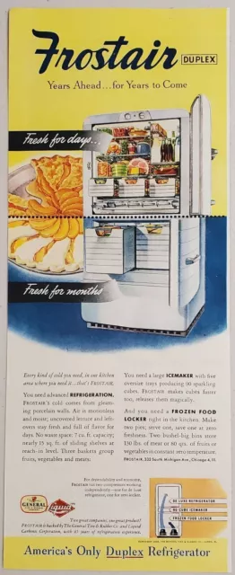 1948 Print Ad Frostair Duplex Refrigerator-Freezer Chicago,IL General Tire