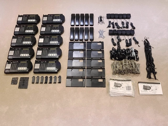 LOT of 10 Nortel Venture 3-Line Phones + ACCESSORIES PARTS/REPAIR