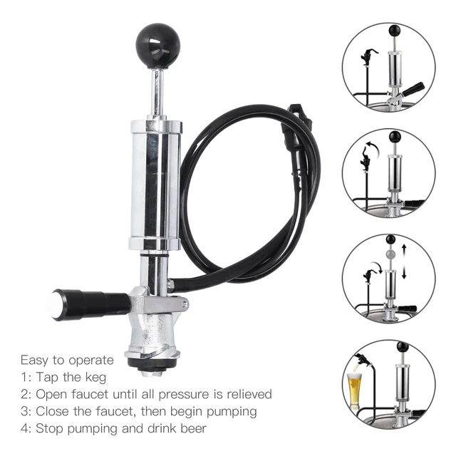 Beer Keg Pump W/Black Beer Faucet Stainless Steel Draft Beer Party Pump US