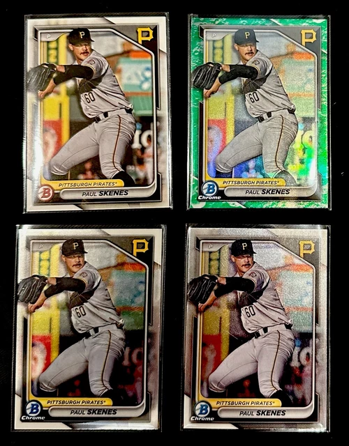 (5 CARD LOT) 2024 Bowman Paul Skenes Lunar, AI, Chrome, Paper Pirates