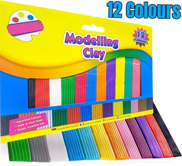 Kids Modelling Clay Set Plasticine 12 Pack Non Toxic Play Craft & Create 3+Years