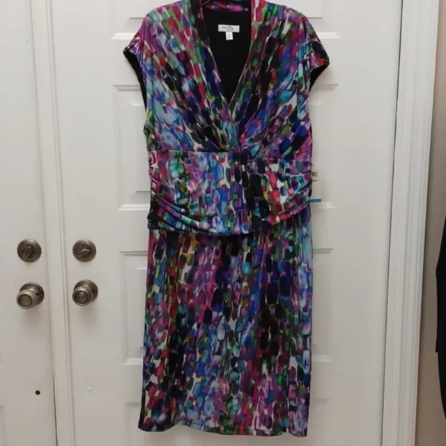 NWT Ivy and Blu Maggy Boutique woman colorful ruched dress sz 18W