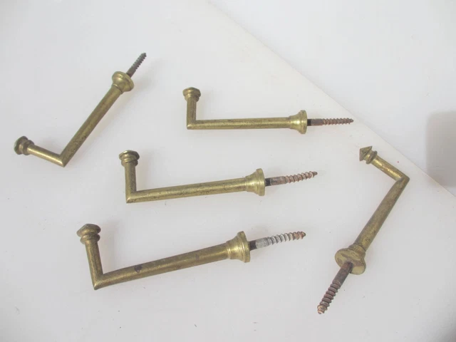 Vintage Brass Curtain Tie Backs Hooks French Old Hook Hanger Rococo 4"D -£10each 2
