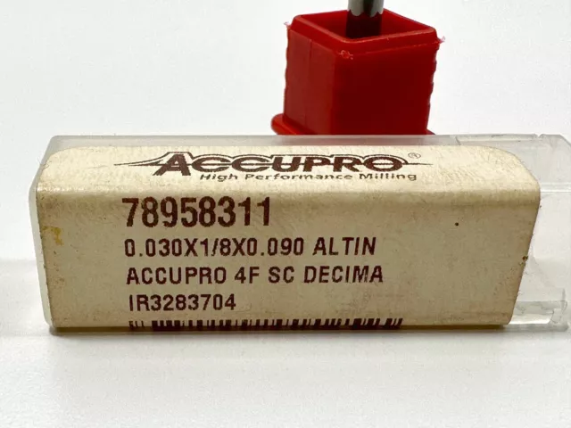 ACCUPRO 78958311 Square End Mill 1/32'' Dia 3/32'' LOC 1-1/2'' OAL 4FL 1/8 Shank 2