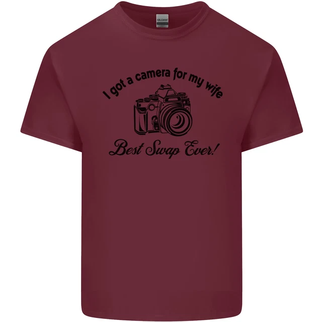T-shirt top fotocamera per mia moglie fotografo fotografia uomo cotone 7