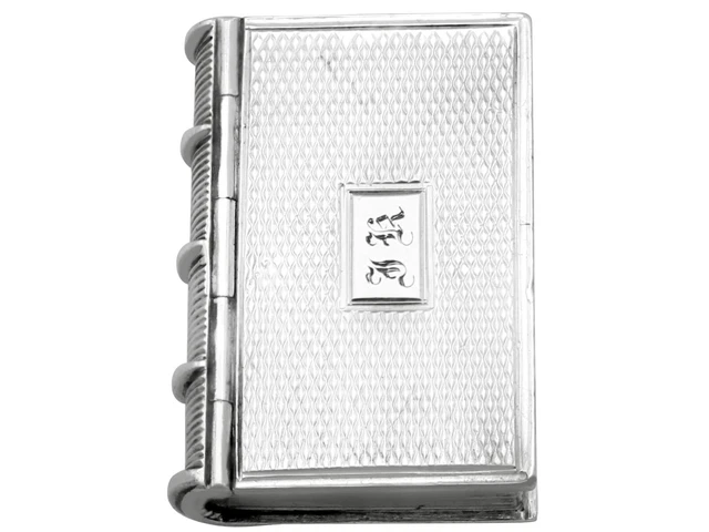 Sterling Silver Book Vinaigrette Antique William IV