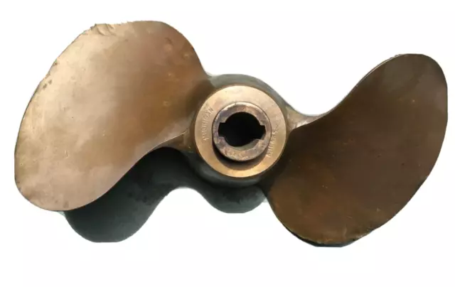 Antique/Vtg Michigan 2  Blade Brass Propeller AJC485 Shaft Notched