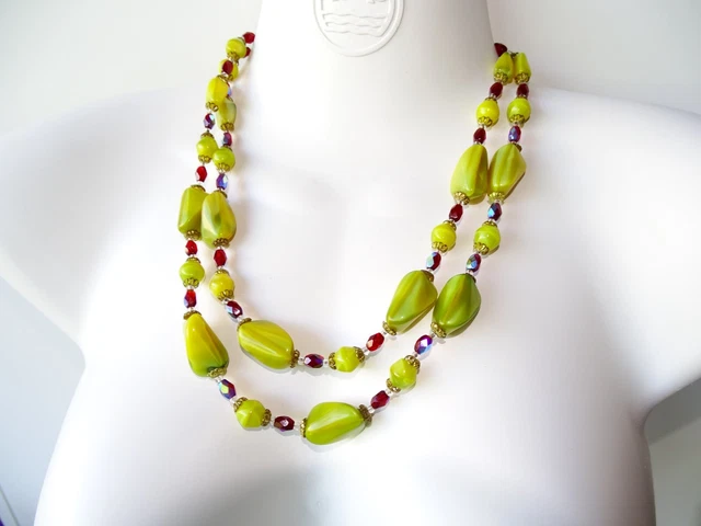 Collier En Pâte De Verre Murano Couleur Ambrée - Neuf Sans Emballage, Perles De Verre Artisanales
