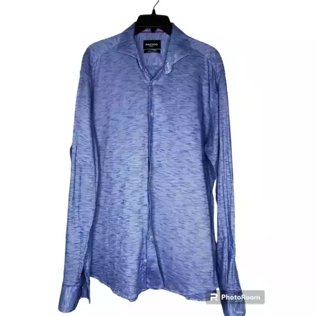 Maceoo Men’s Button Up Shirt Blue Sz L