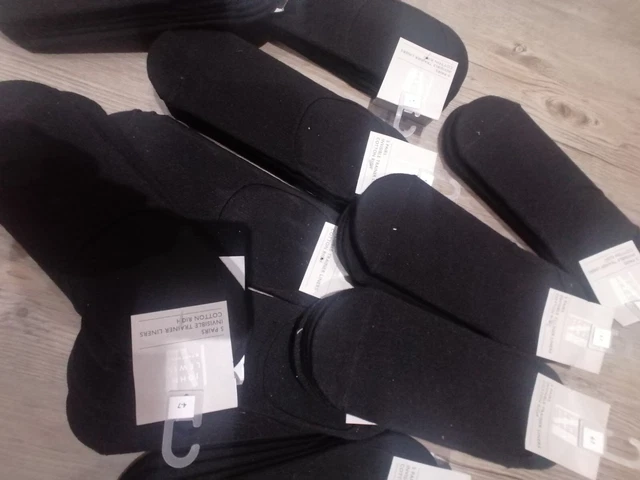 Calzini da ginnastica da donna neri JOHN LEWIS £280 40 confezioni da 5 (200 paia) prezzo di riserva taglia UK4-7