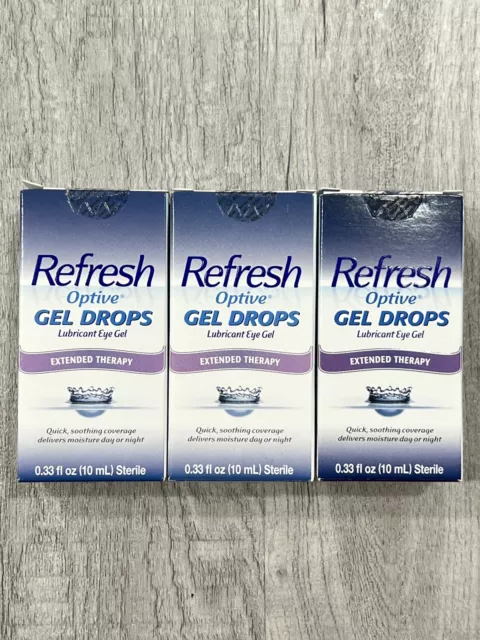 (3X) Packs Refresh Optive Gel Drops Lubricant Eye Gel .33oz Each