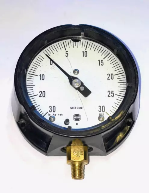 Usg Solfrunt Pressure Gauge Dial # 02402 30 In Hg Vac / 30 Psi 4 1/2 Inch