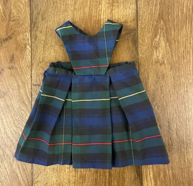 Fits 18 Inch Doll Green Blue Plaid Private School Jumper Dress Outfit Uniform