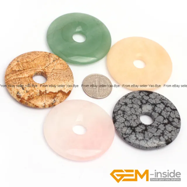 Natural Assorted Stones 40mm Donut Beads For Pendant Earring Making 1 Piece