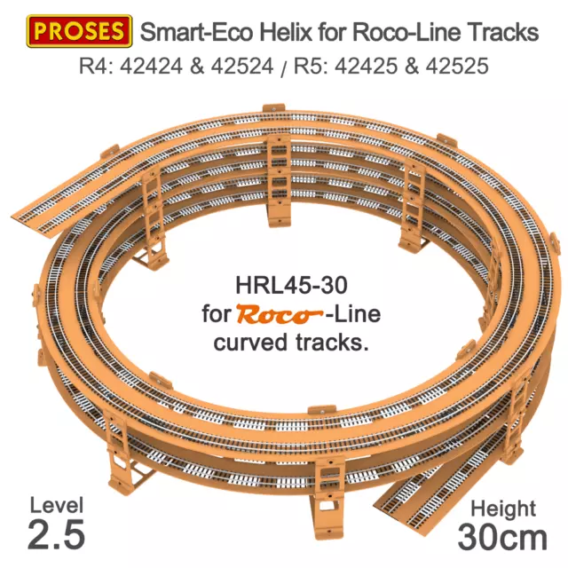 HRL45-30 2.5 Level Helix for Roco-Line Tracks R4/R5 / Gleiswendel für Roco-Line