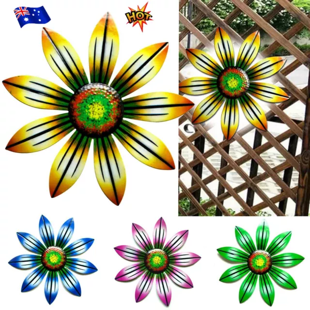 Metal Flower Wall Art Sculpture Outdoor Hanging Ornament for Garden Home Decor T