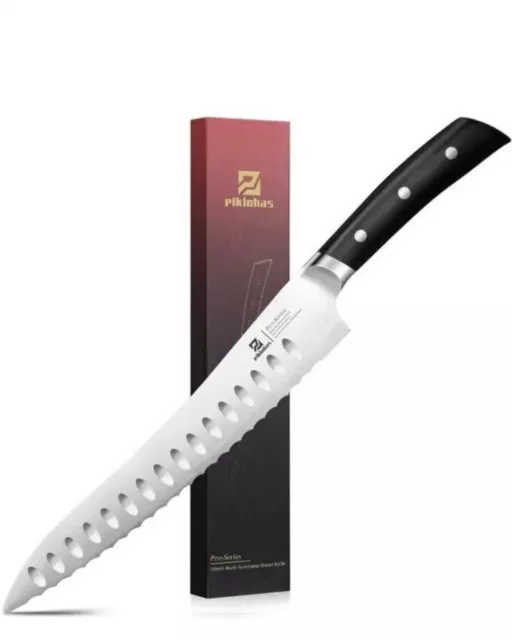 Piklohas Resharpenable Bread Knife, 10-inch Multifunction Serrated Knife, Ger...