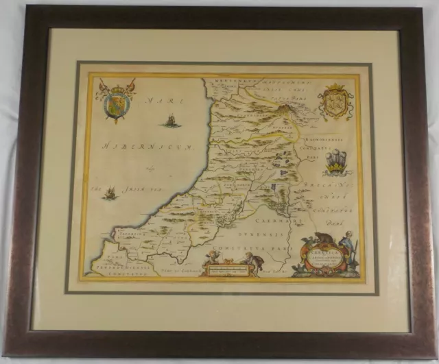 Antique Original 1645 Wales Irish Sea Map by Johannes (Joan) Blaeu Listed