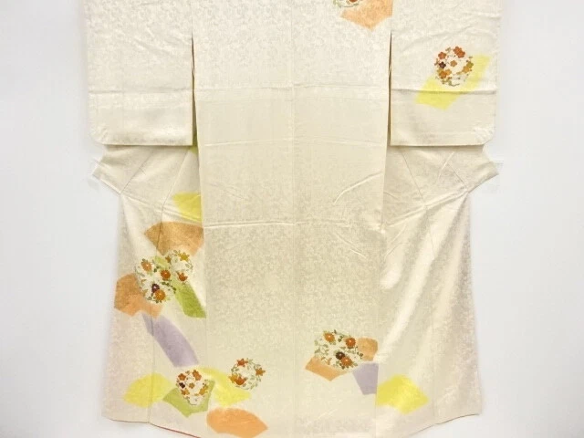 43552# Japanese Kimono / Antique Kimono / Embroidery / Flower Roundel