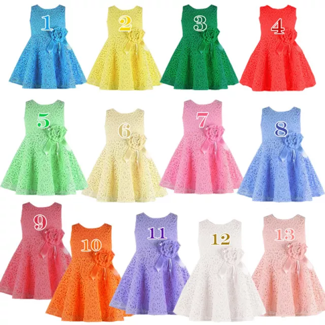 Infant Baby Girl Birthday Wedding Pageant Party Princess Lace Tutu Flower Dress