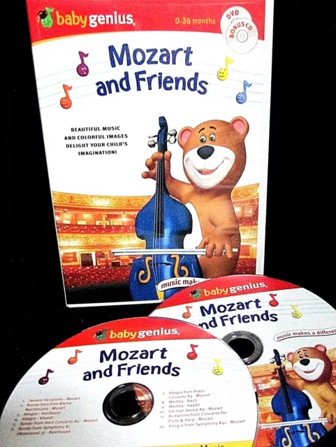 Baby Genius -NEW! DVD & CD Mozart and Friends, COLORS SHAPES, LETTERS , LEARN