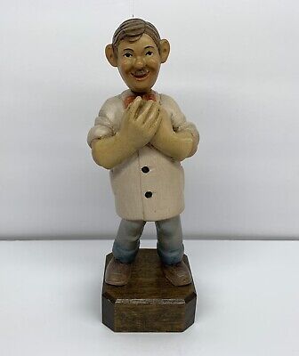 Vintage Anri Hand Carved Gynecologist 7" Wooden Figurine Italy
