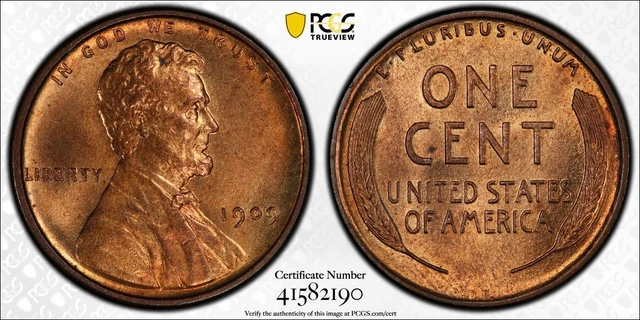 1909 VDB 1C PCGS MS65RD Lincoln Cent