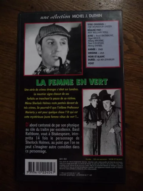 1 Vhs Sherlock Holmes La Femme En Vert The Woman In Green Basil Rathbone 2