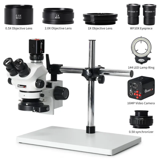 MUSTOOL 3.5X-100X Stereomikroskop Trinokular Stereo Mikroskop Vergrößerung 24MP