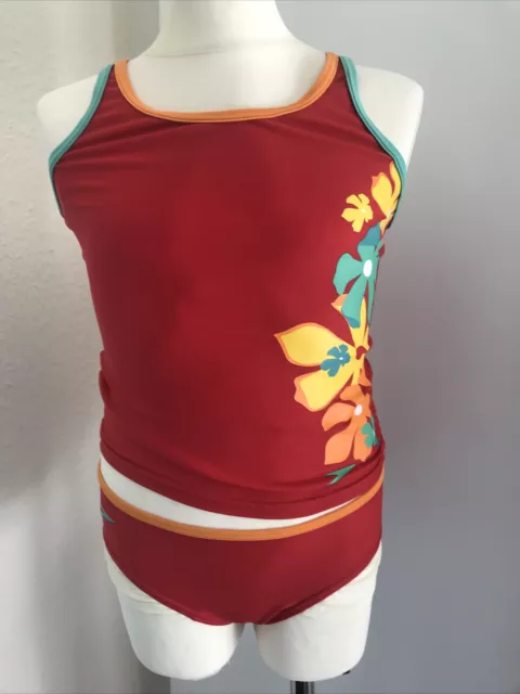 Speedo Bikini Badeanzug 152 Rot Blumen Schwimmer 2 Teiler Tankini Mädchen 2