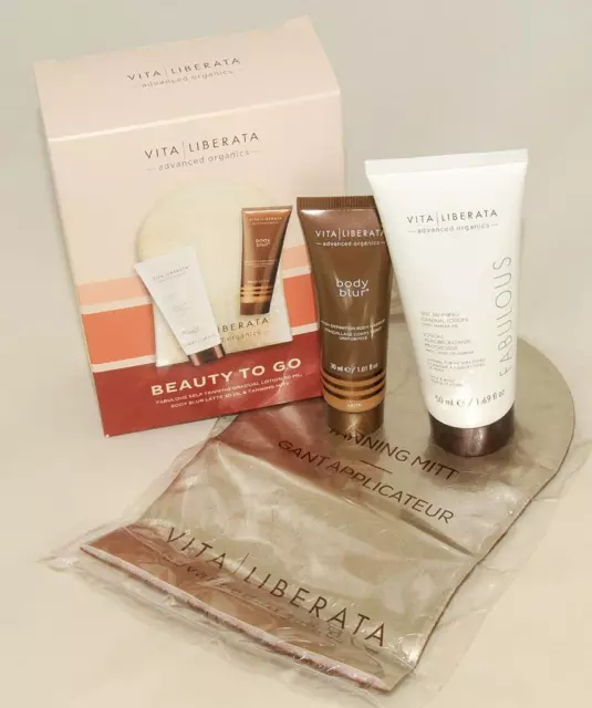 VITA LIBERATA ~ Juego Beauty To Go - AUTO BRONCEADO CUERPO BORROSO Y GUANTE *¡TOTALMENTE NUEVO EN CAJA!