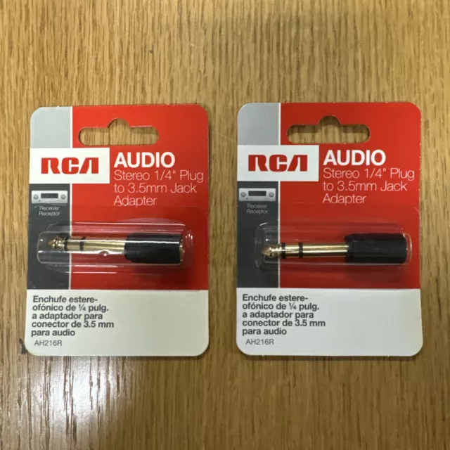 RCA 1/4 In. Plug to 3.5mm Jack Adapter Audio Adapter AH216R RCA AH216R Lot Of 2