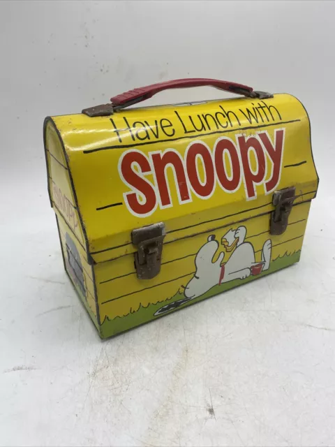 Vintage 1968 Have Lunch With Snoopy Dome Metal Lunch Box  - NO THERMOS