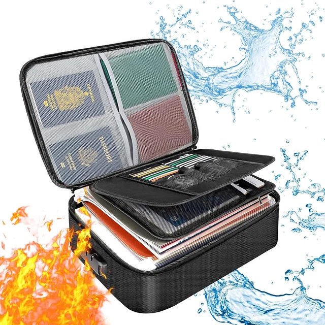 FIREPROOF DOCUMENT BOX with Lock File Storage Organizer Box Waterproof ...