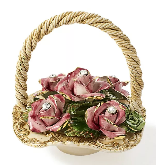 Decorative Object Capodimonte Centerpieces Basket Rose Ornament Swarovski