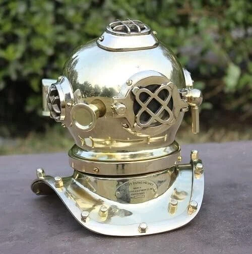 Mini Casque De Plongée US Navy Mark V – Laiton Massif & Cuivre, Édition Vintage Miniature