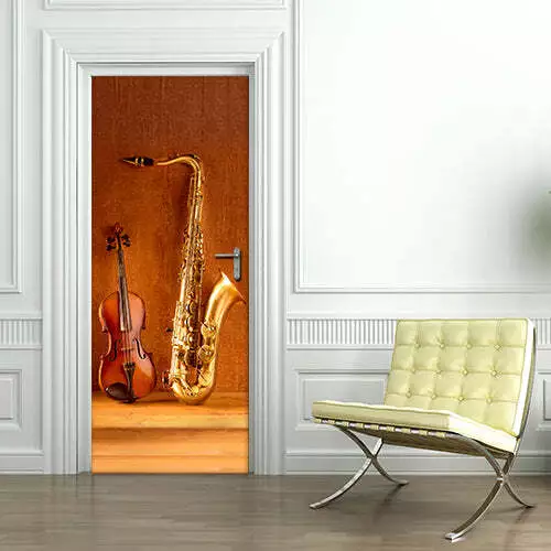 Decorazione adesiva Porta Strumenti jazz sticker lavabile pvc varie misure