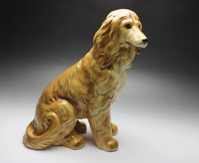 12" H Sitting Afghan Hound Large Porcelain Statue Red Coat Dog Figurine Japan