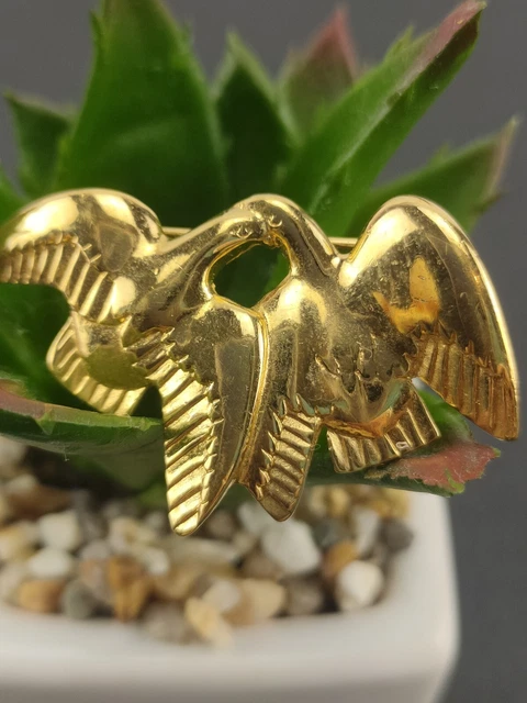 Broche Vintage Dorée – Strass, Forme Ruban Noué Avec Perle Imitation, 6,5 X 4 Cm (parfait état)