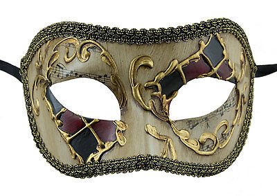Mask from Venice Colombine Black Red Golden Costume-Ball Masquerade - 1092 -V55