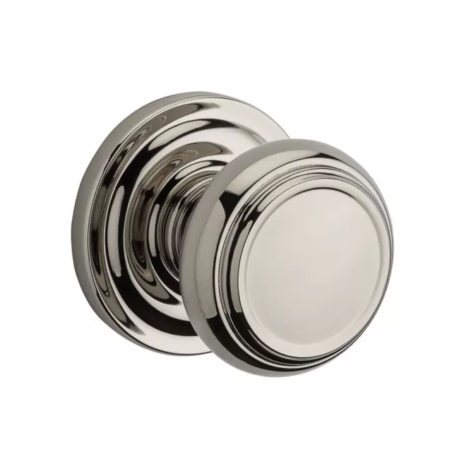 Baldwin Traditional Passage Door Knob w Round Rose Trim Polished Nickel