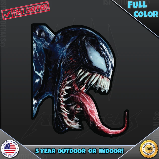 Venom Face Stickers Decals Car Van Bike 210x130mm Bumper Window Door Gloss Red
