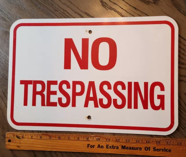 Vintage "No Tresspassing" Metal Sign.  Factory Industrial sign. 1970's