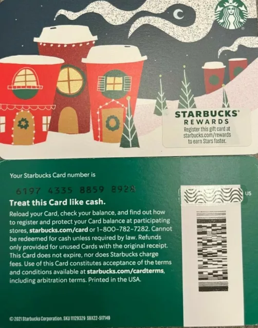 Lot Of 20 -  2021 Starbucks Christmas "Coffee Cup Village" Gift Card #6197 Mint